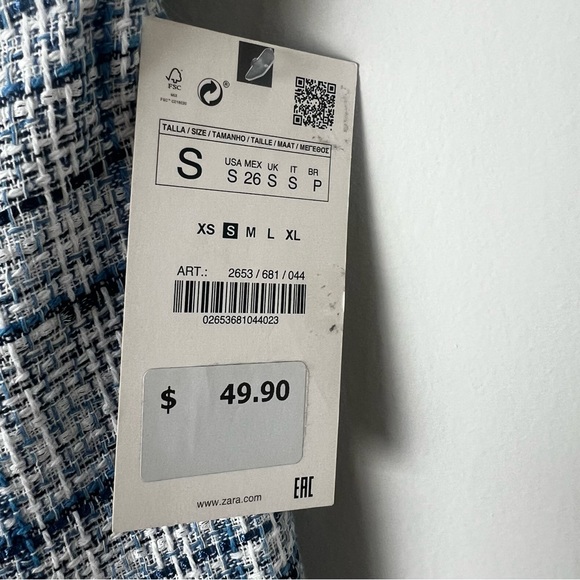 NWT ZARA Doublebreasted Blue Tweed Pinafore Playsuit Dress - Picture 11 of 15